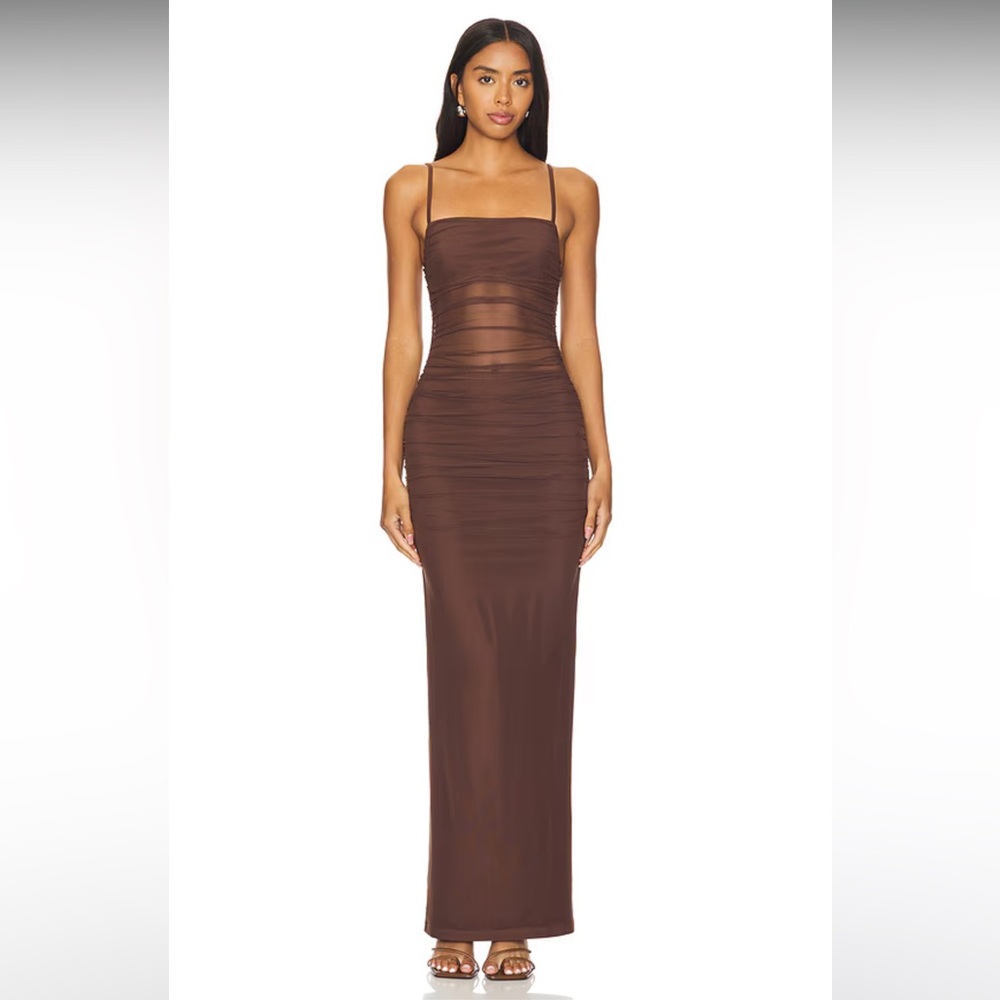 Superdown Celeste Maxi Dress in Chocolate Brown
